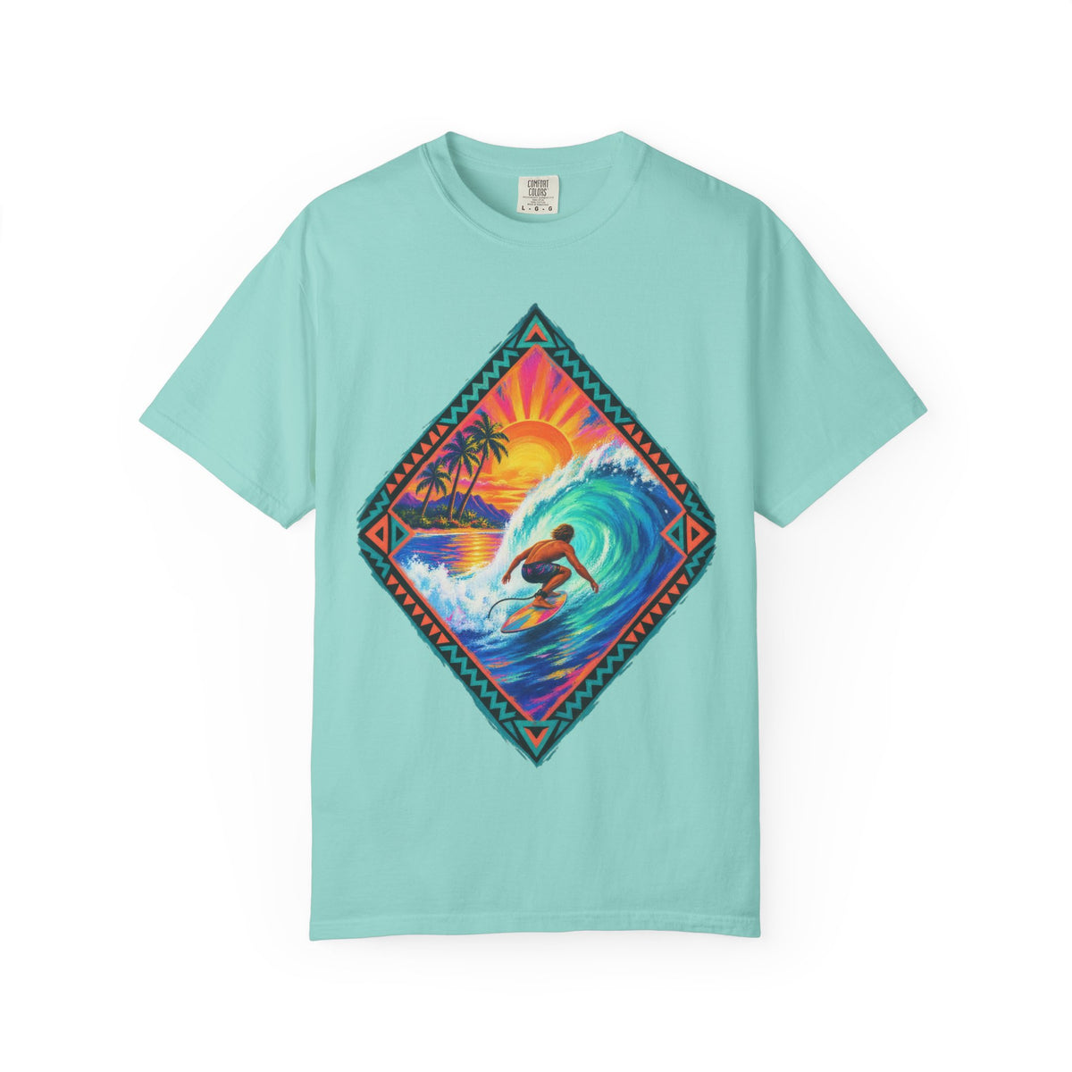 Tribal Barrel Wave Surf Shirt | Polynesian Surfer Tee | Comfort Colors T-Shirt