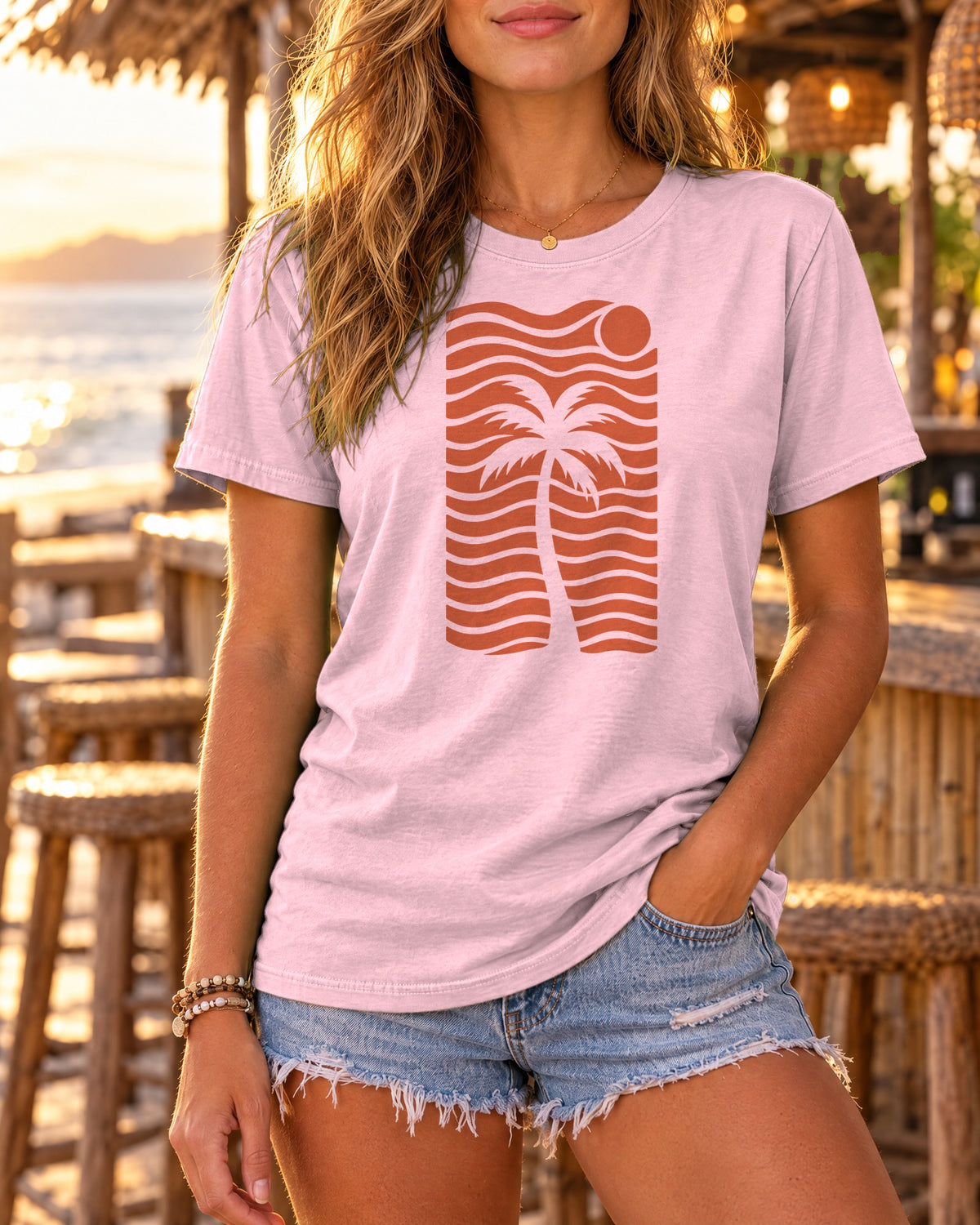 Palm Wave Lines Shirt | Negative Space Palm Tee | Comfort Colors T-Shirt