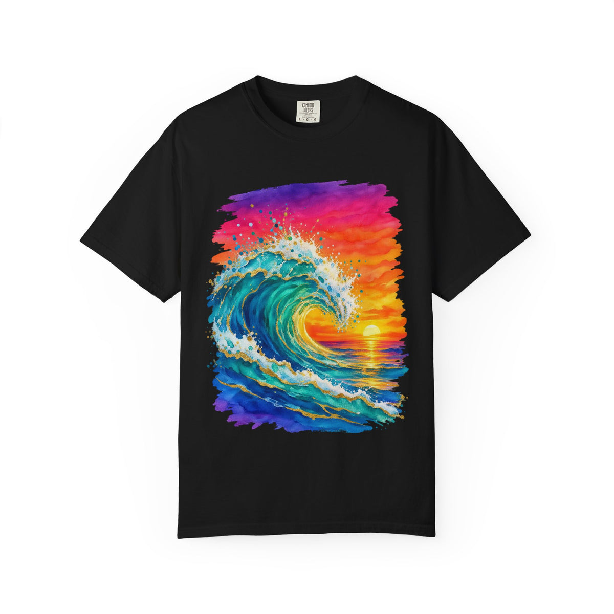 Watercolour Wave Sunset Shirt | Gold Ocean Wave Tee | Comfort Colors T-Shirt