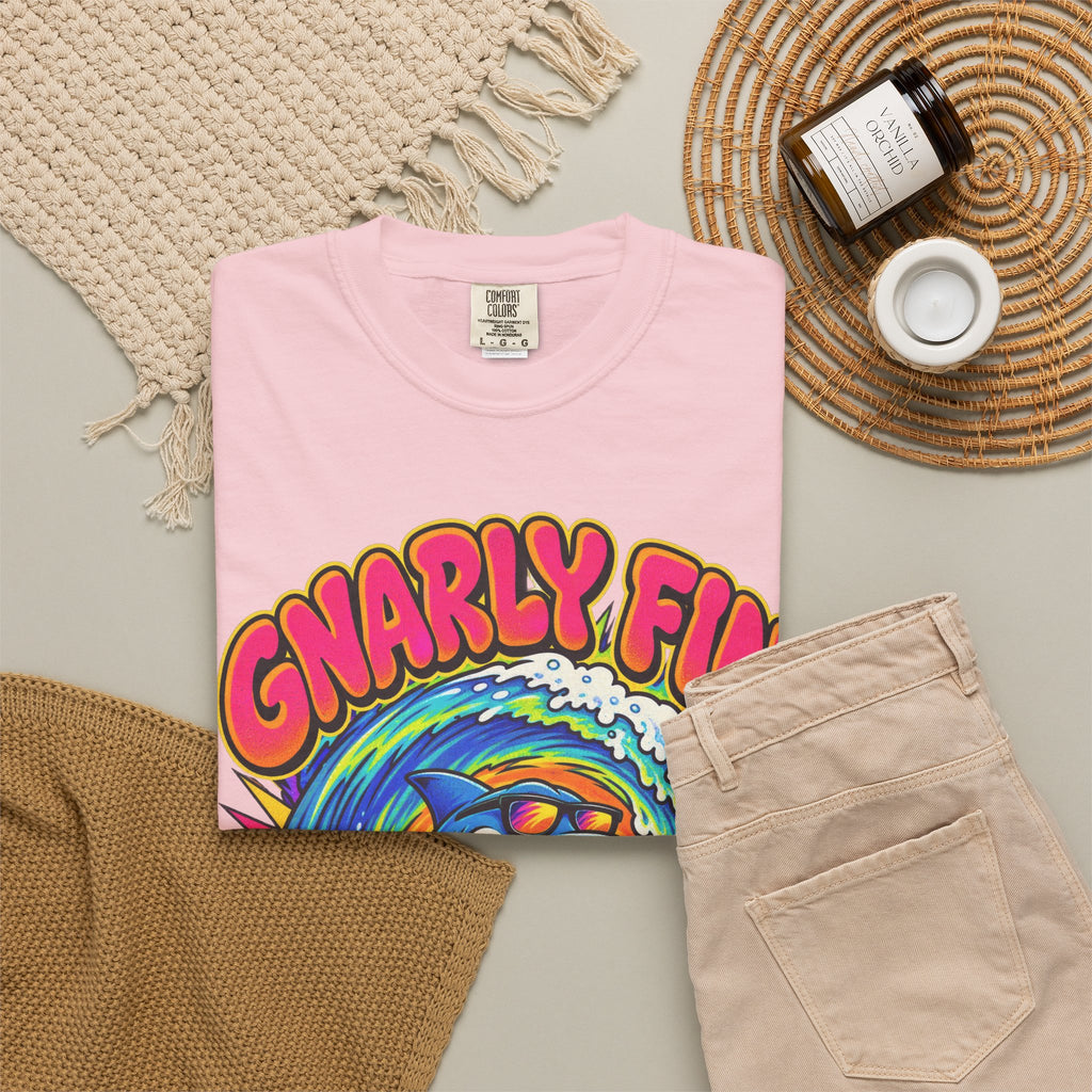 Gnarly Fin Surf Club Tee | Retro Shark Surf Shirt | Funny Shark T-Shirt | Comfort Colors