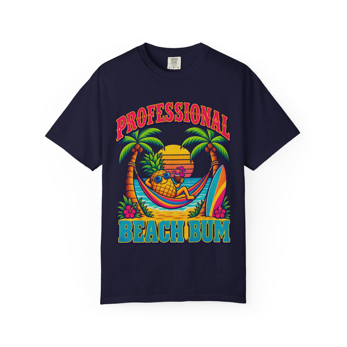 Professional Beach Bum Tee | Funny Pineapple Hammock Shirt | Retro Vacation T-Shirt | Comfort Colors