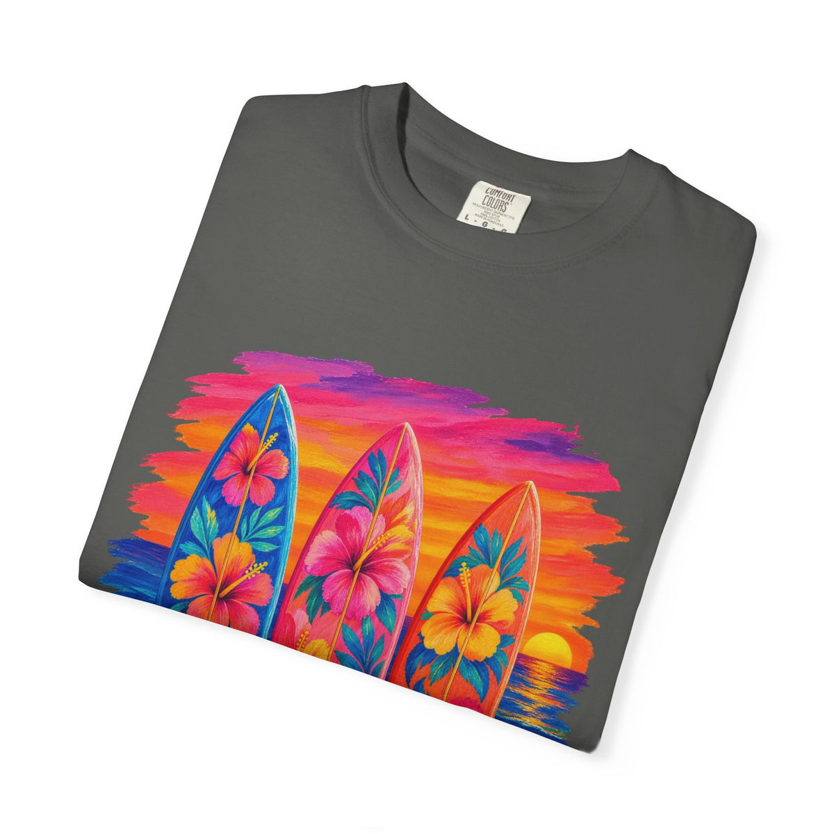 Floral Surfboards Shirt | Surfboard Quiver Sunset Tee | Comfort Colors T-Shirt