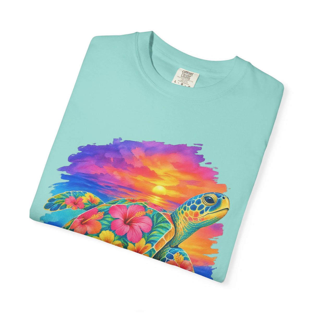 Floral Sea Turtle Shirt | Hibiscus Turtle Sunset Tee | Comfort Colors T-Shirt