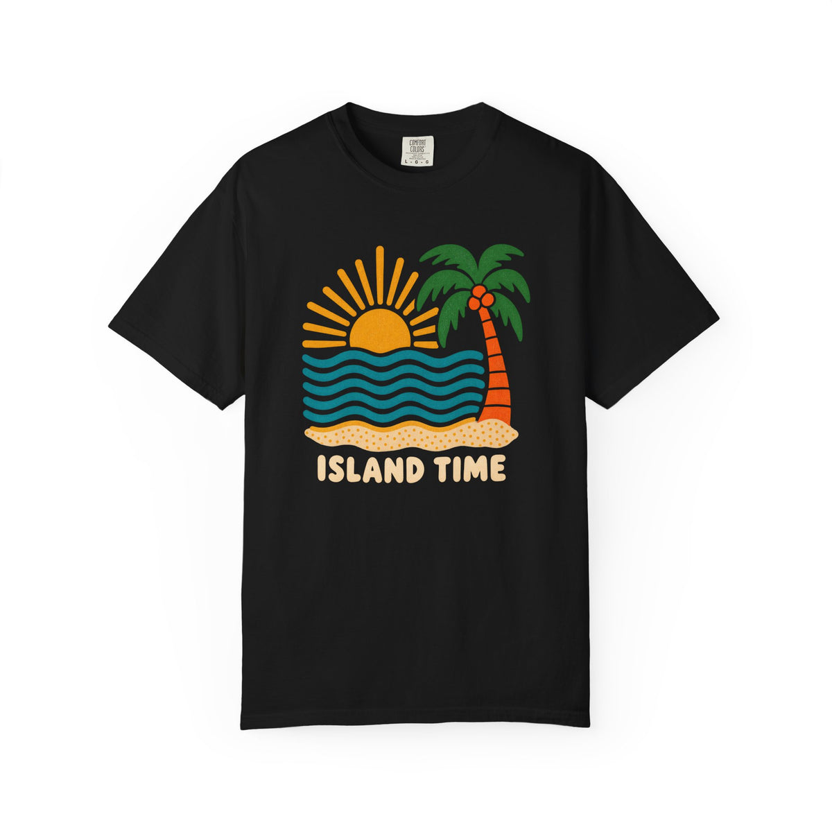 Island Time Tee | Retro Sun Palm Wave Shirt | Tropical Beach T-Shirt | Comfort Colors Gift