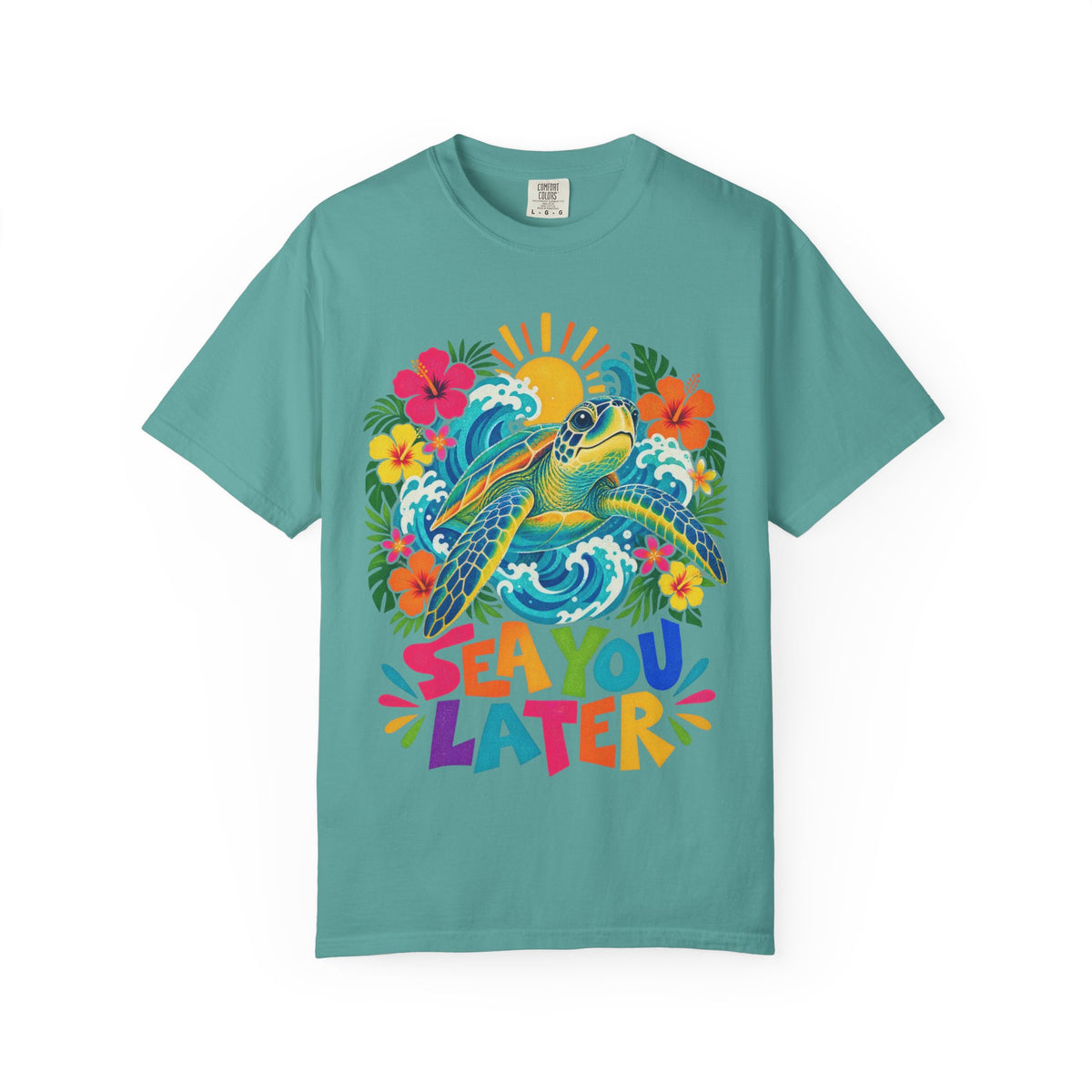 Sea You Later Sea Turtle Tee | Funny Ocean Pun Shirt | Colorful Beach T-Shirt | Comfort Colors