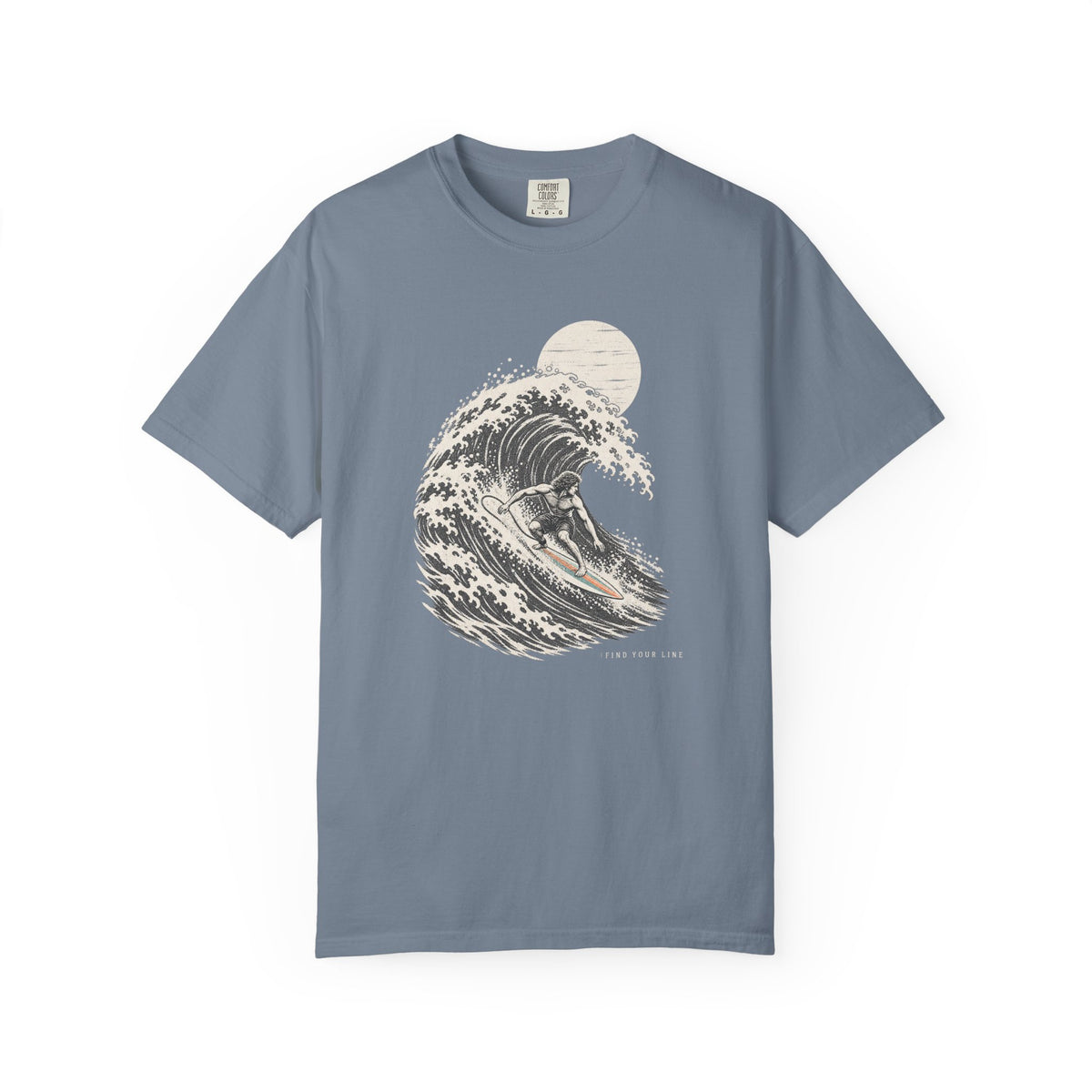 Find Your Line Tee | Vintage Surfer Wave Sketch Shirt | Inspirational Surf T-Shirt | Comfort Colors Gift