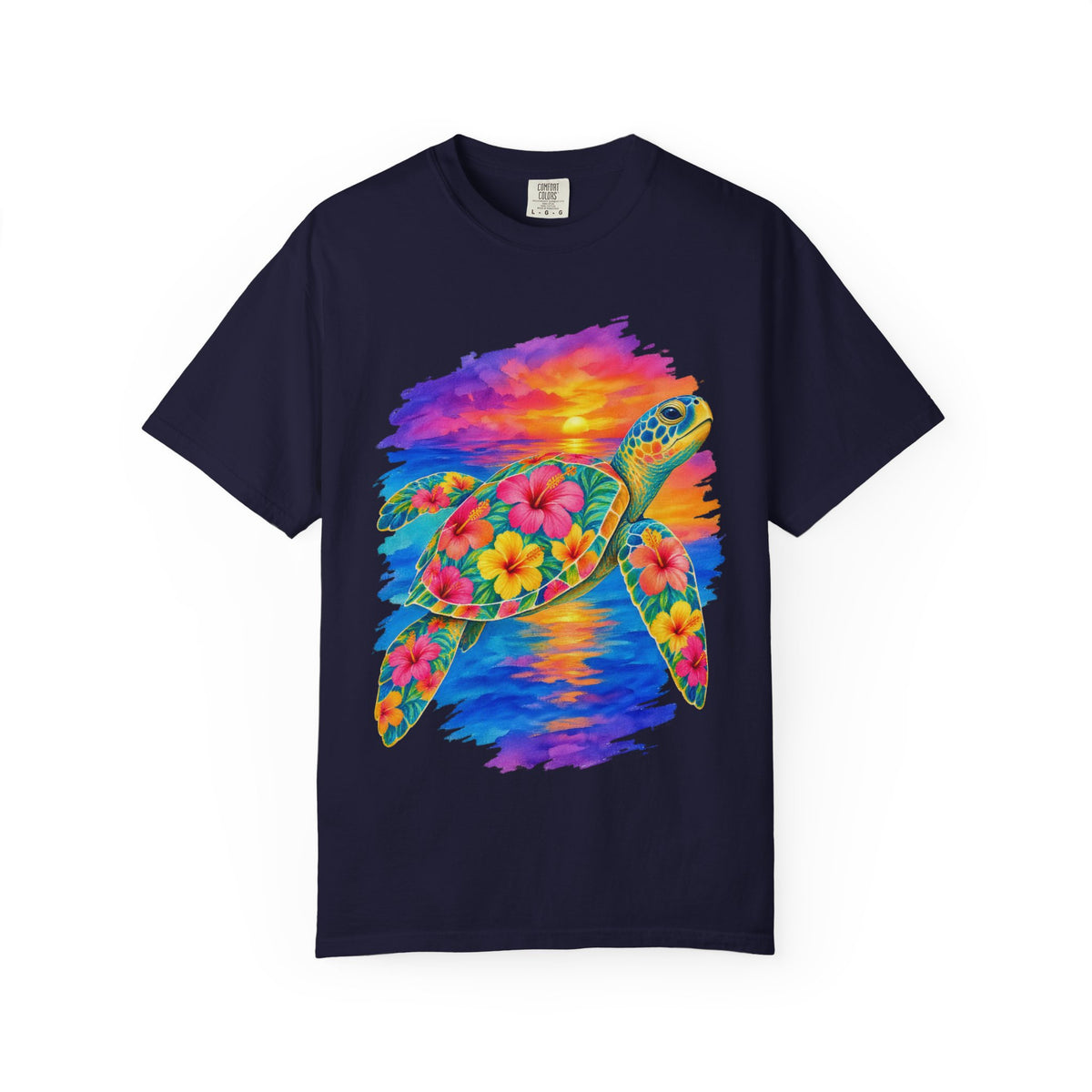 Floral Sea Turtle Shirt | Hibiscus Turtle Sunset Tee | Comfort Colors T-Shirt