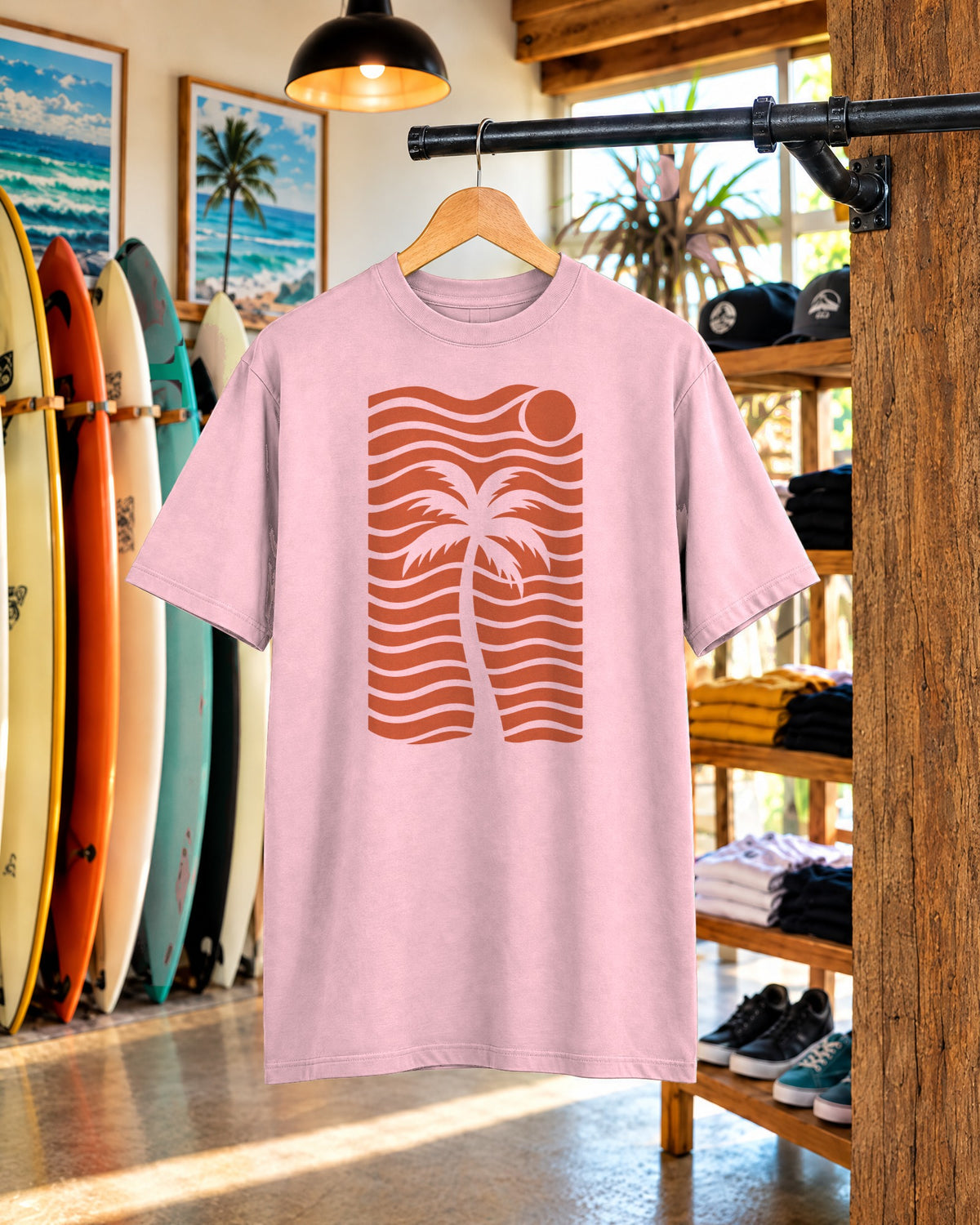 Palm Wave Lines Shirt | Negative Space Palm Tee | Comfort Colors T-Shirt