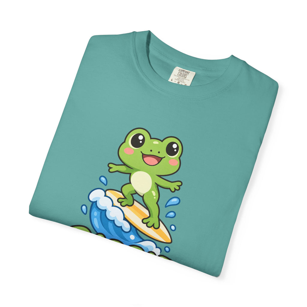 Ribbit and Ride Tee | Cute Surfing Frog Shirt | Funny Frog Surf T-Shirt | Comfort Colors Butter