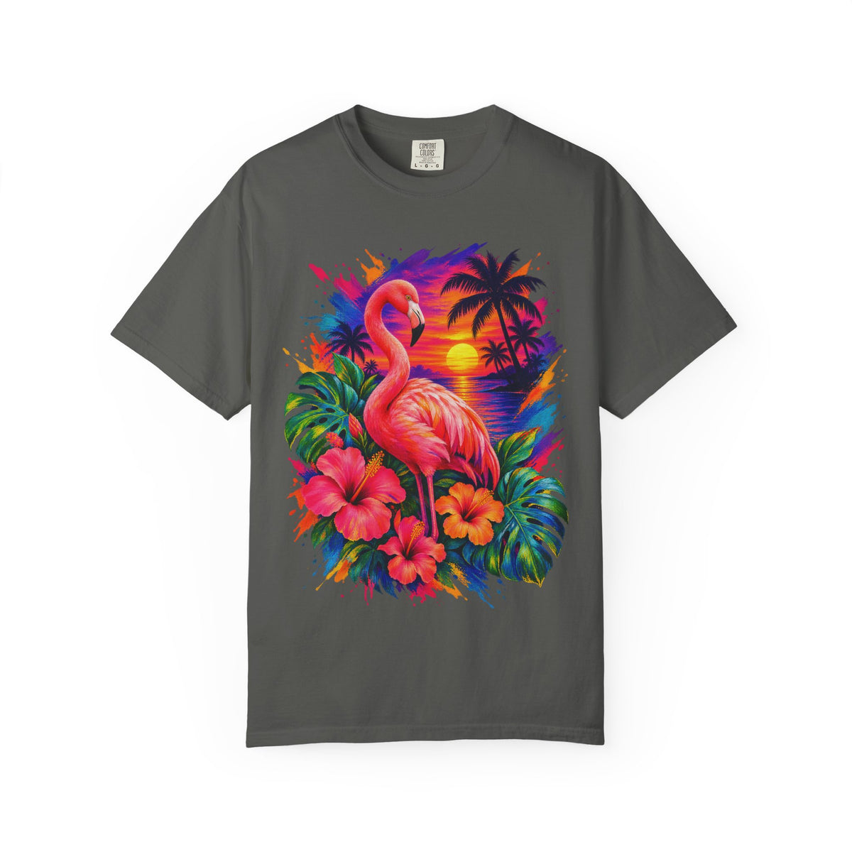 Flamingo Sunset Shirt | Tropical Flamingo Paradise Tee | Comfort Colors T-Shirt