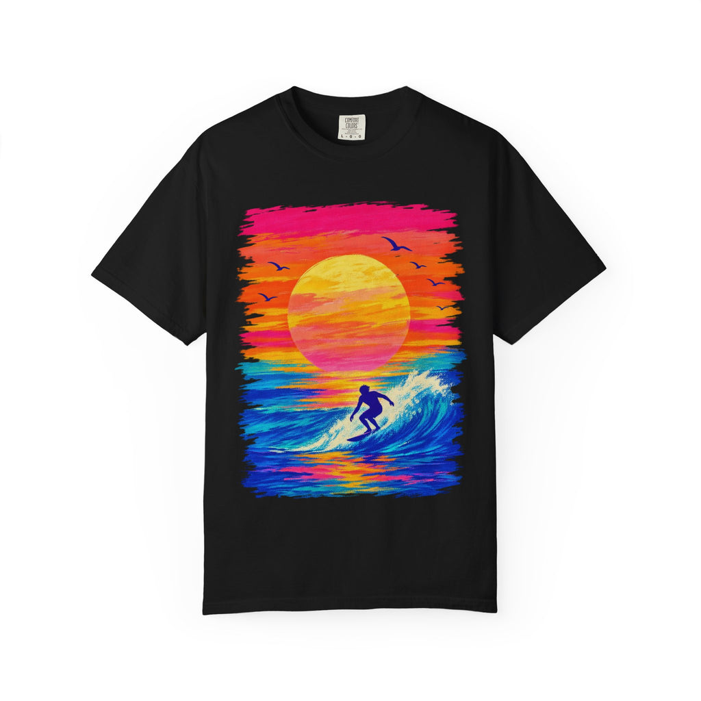 Grunge Sunset Surfer Shirt | Retro Stripe Surf Tee | Comfort Colors T-Shirt