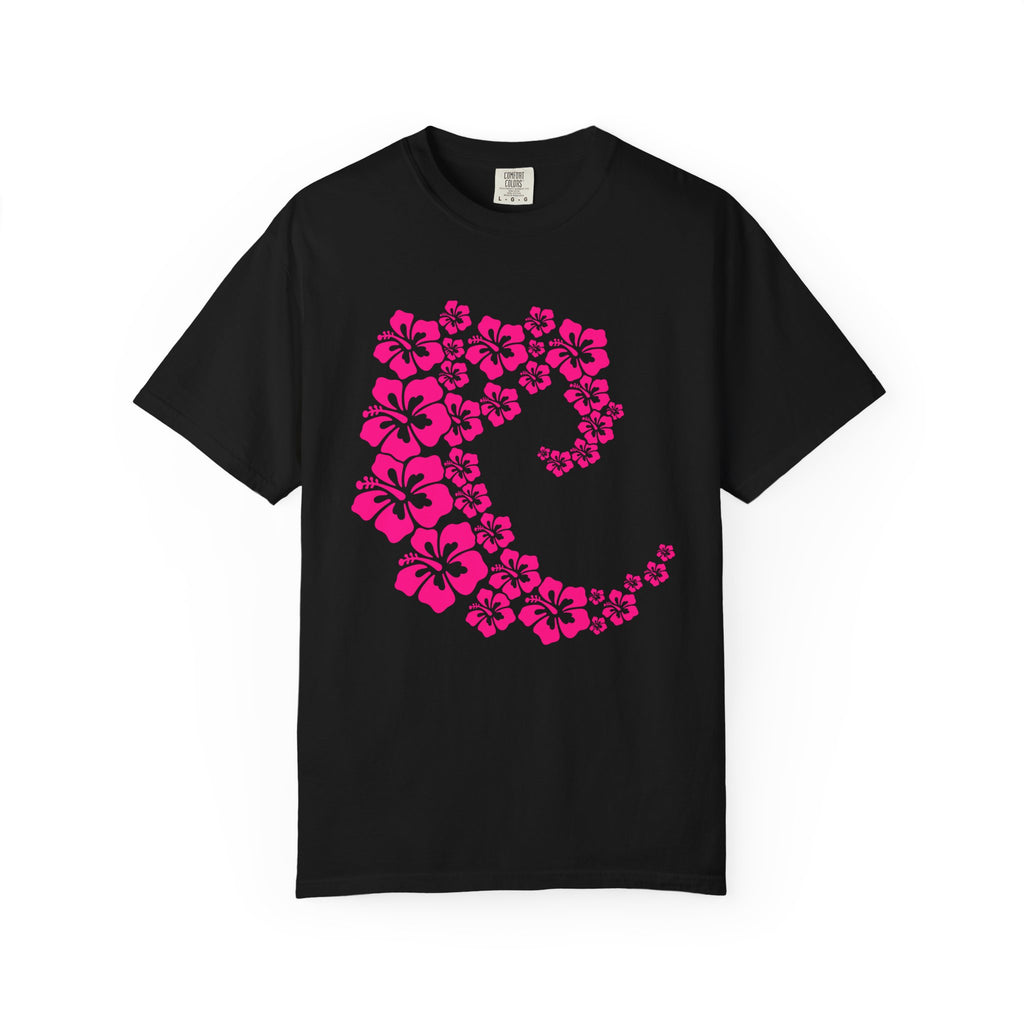 Hibiscus Wave Tee | Pink Flower Wave Shirt | Tropical Hawaiian Hibiscus T-Shirt | Comfort Colors