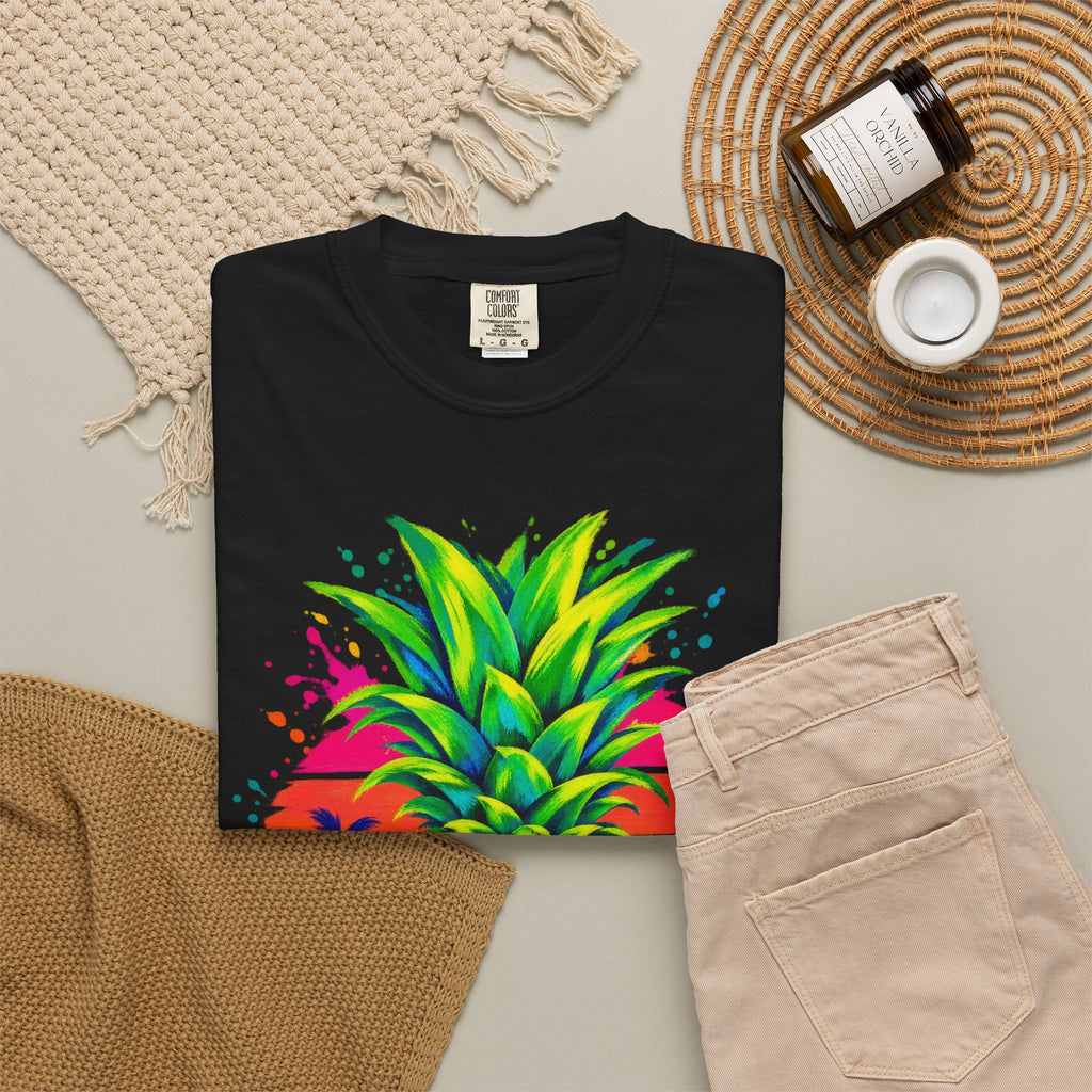 Neon Leopard Pineapple Shirt | Tropical Pineapple Sunset Tee | Comfort Colors T-Shirt