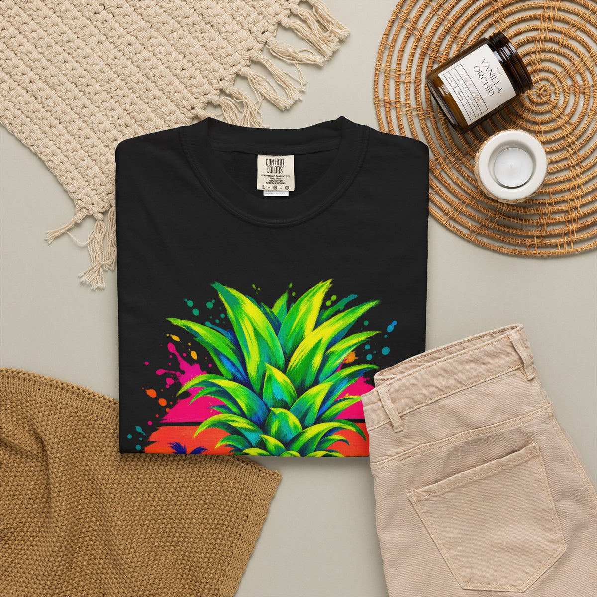 Neon Leopard Pineapple Shirt | Tropical Pineapple Sunset Tee | Comfort Colors T-Shirt
