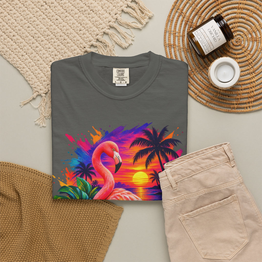 Flamingo Sunset Shirt | Tropical Flamingo Paradise Tee | Comfort Colors T-Shirt