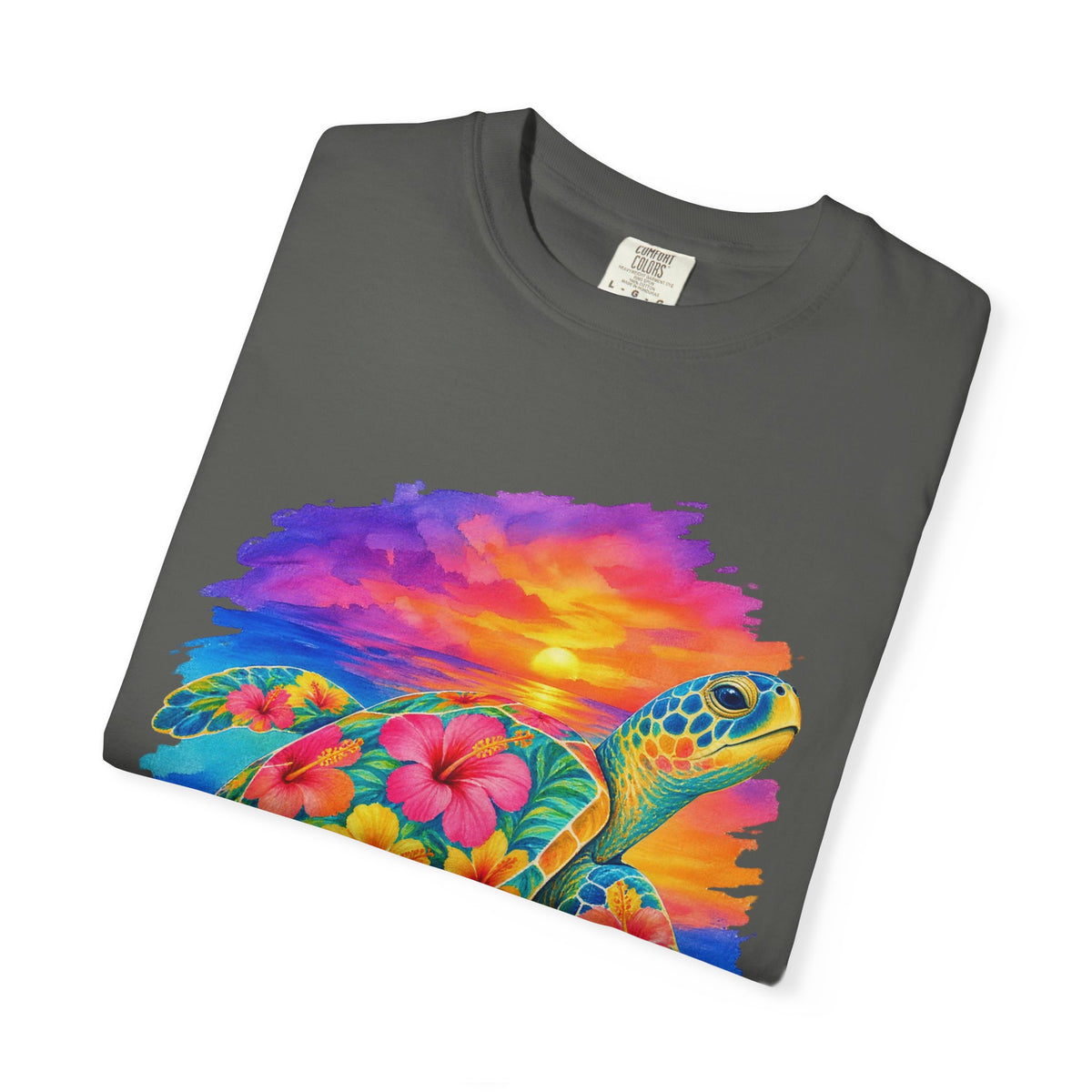 Floral Sea Turtle Shirt | Hibiscus Turtle Sunset Tee | Comfort Colors T-Shirt