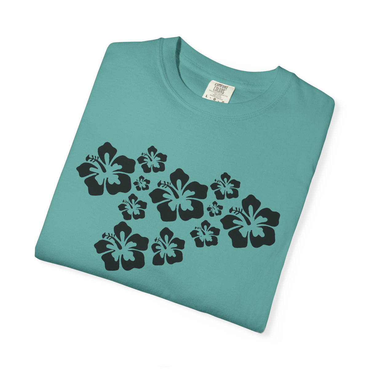 Hibiscus Flowers Tee | Black Hibiscus Cluster Shirt | Tropical Island Flower T-Shirt | Comfort Colors