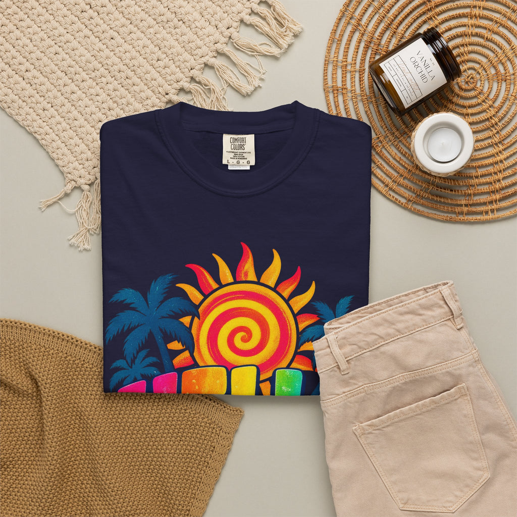 Hello Sunshine Tee | Retro Spiral Sun Shirt | Cute Summer T-Shirt | Comfort Colors