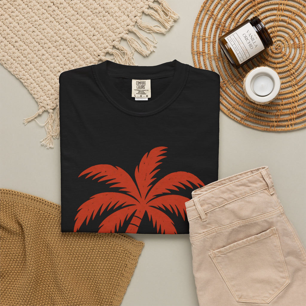 Block Print Palm Wave Shirt | Minimal Palm Tree Tee | Comfort Colors T-Shirt