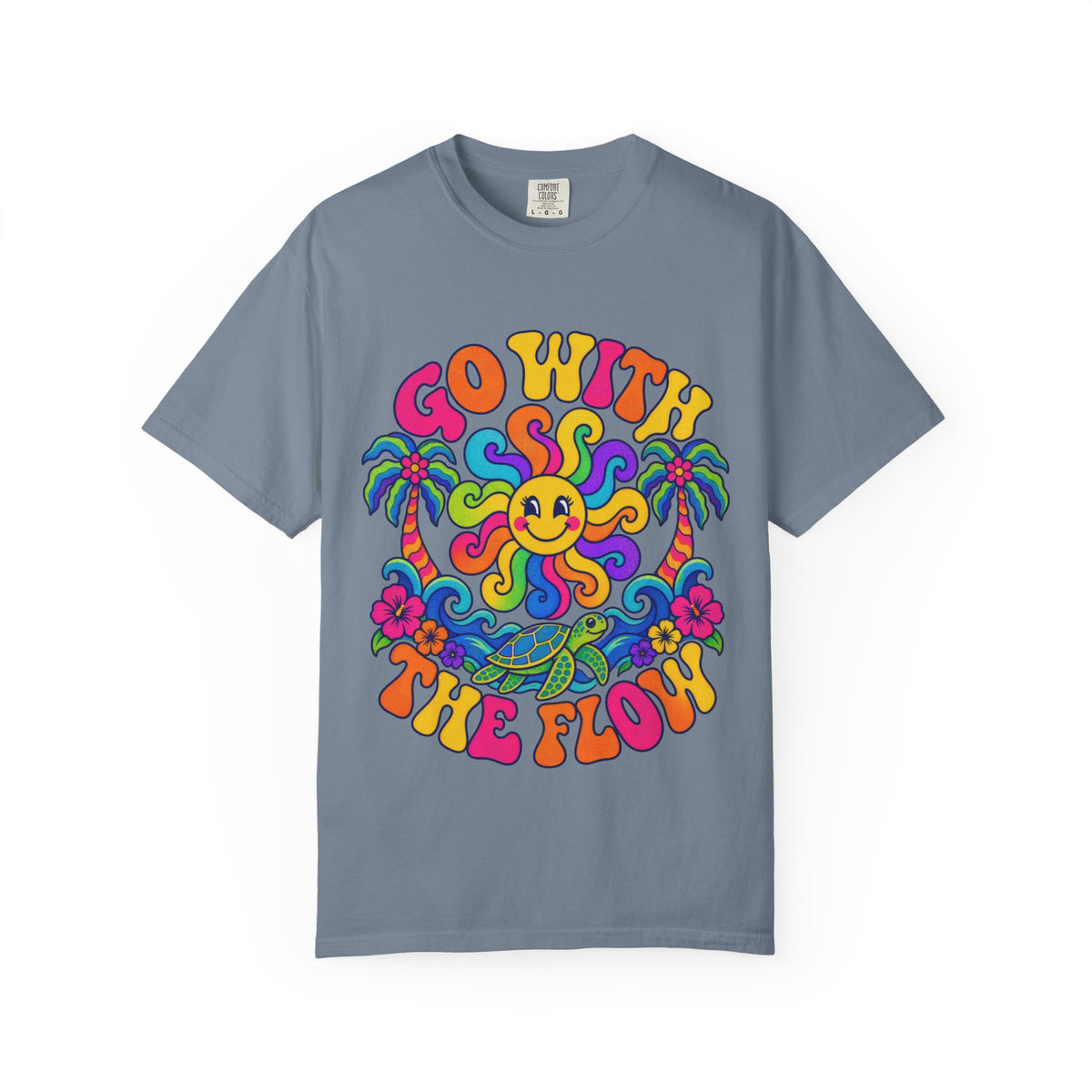 Go With The Flow Tee | Retro Wave Shirt | Positive Vibes T-Shirt | Comfort Colors