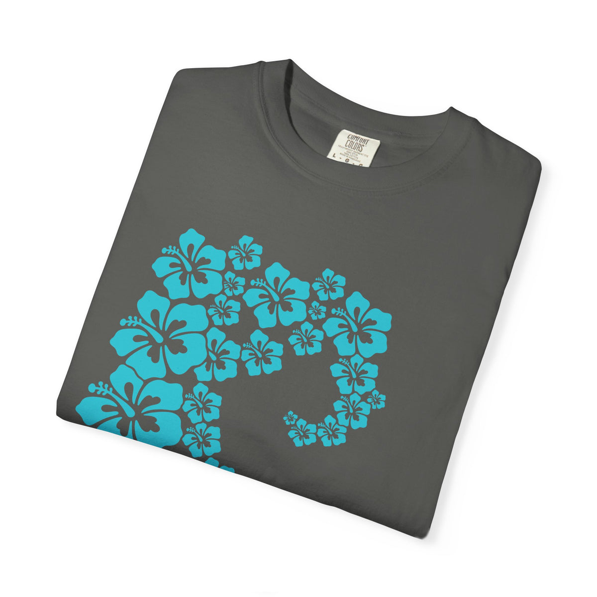 Hibiscus Wave Tee | Teal Flower Wave Shirt | Tropical Hawaiian Hibiscus T-Shirt | Comfort Colors