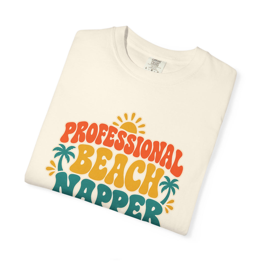 Professional Beach Napper Tee | Funny Beach Shirt | Retro Sun & Palm Vacation T-Shirt | Comfort Colors Beach Gift