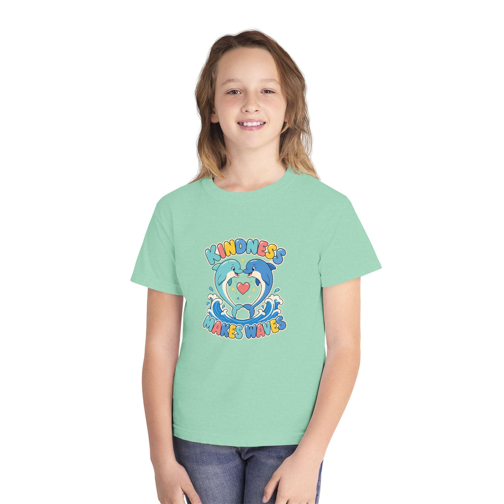 Kindness Makes Waves Kids Tee | Kindness Dolphin Kids Shirt | Youth Beach T-Shirt | Surf Kid Gift