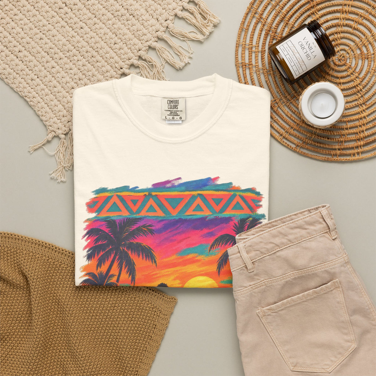 Surfer Walking To The Lineup Shirt | Tribal Sunset Surf Tee | Comfort Colors T-Shirt