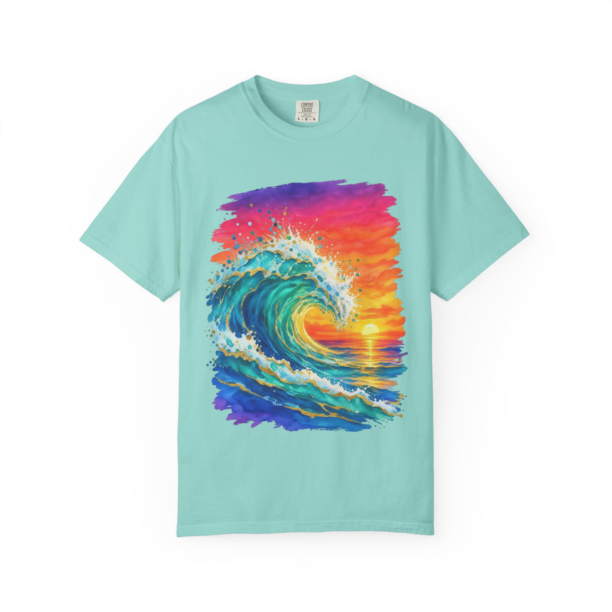 Watercolour Wave Sunset Shirt | Gold Ocean Wave Tee | Comfort Colors T-Shirt