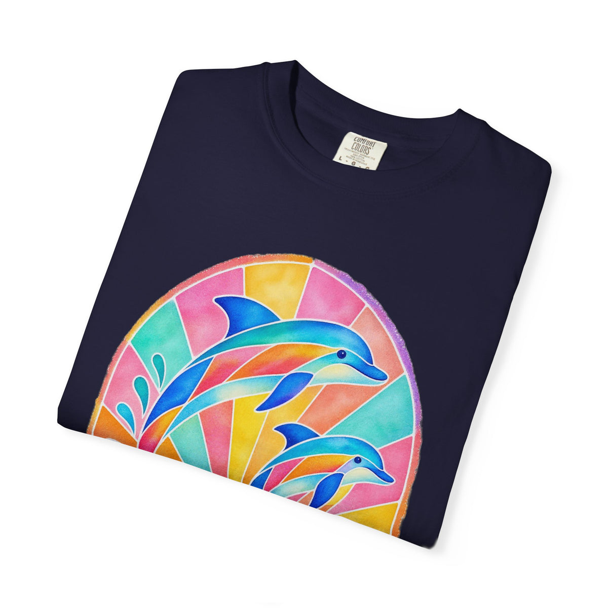 Pastel Dolphin Shirt | Stained Glass Dolphin Sunburst Tee | Comfort Colors T-Shirt