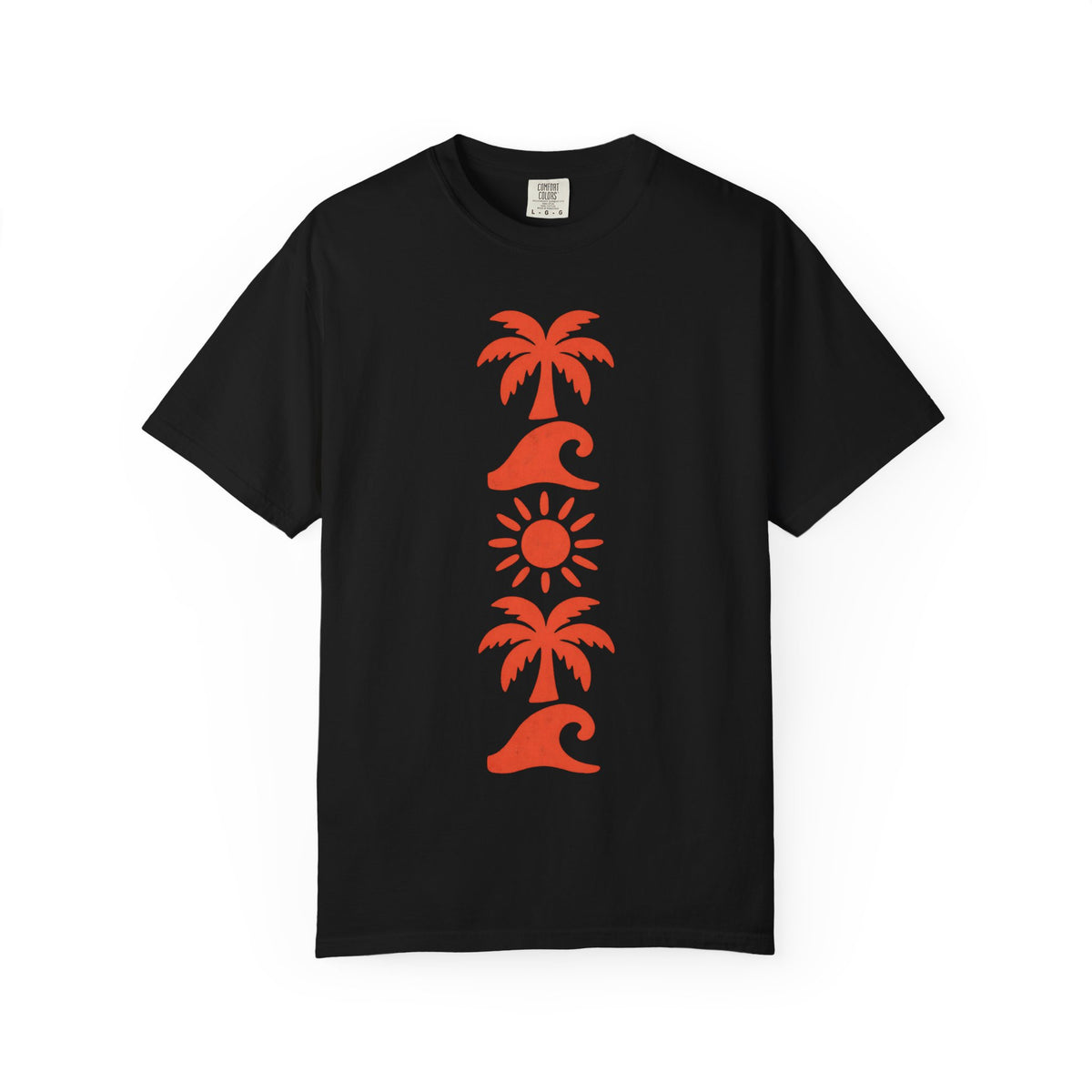 Palm Wave Totem Shirt | Stamp Column Beach Tee | Comfort Colors T-Shirt