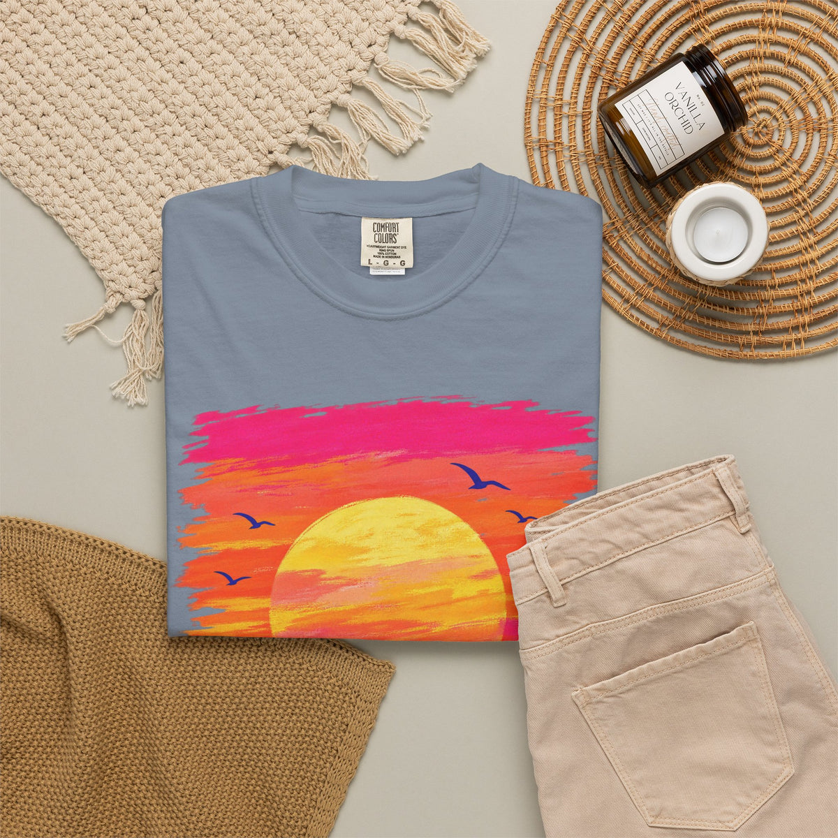 Grunge Sunset Surfer Shirt | Retro Stripe Surf Tee | Comfort Colors T-Shirt