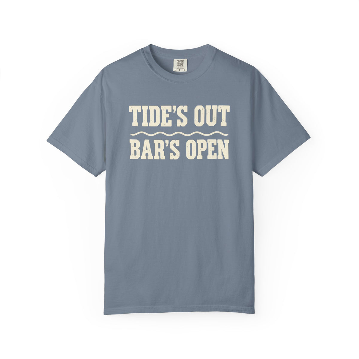 Tide's Out Bar's Open Tee | Funny Beach Bar Shirt | Drinking Vacation T-Shirt | Comfort Colors Island Tee