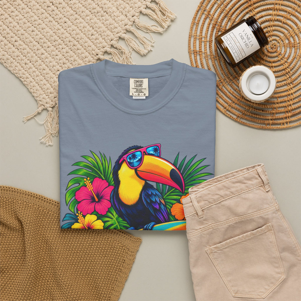 Tropical Mood Toucan Tee | Funny Toucan Surf Shirt | Tropical Jungle T-Shirt | Comfort Colors
