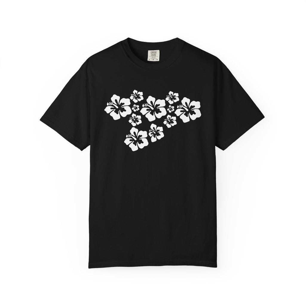 Hibiscus Flowers Tee | White Hibiscus Cluster Shirt | Tropical Island Flower T-Shirt | Comfort Colors