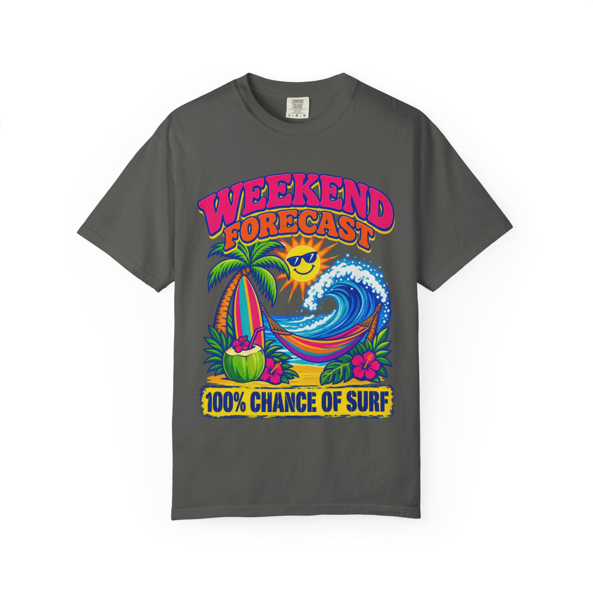 Weekend Forecast Surf Tee | Funny Weather Shirt | Beach Weekend T-Shirt | Comfort Colors