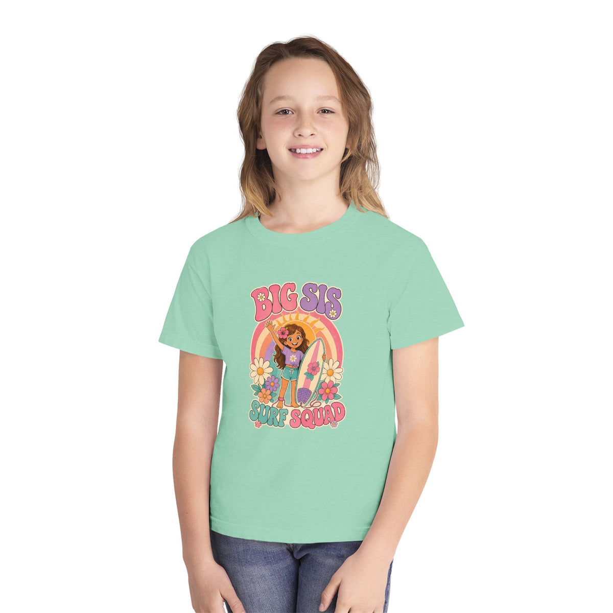 Big Sis Surf Squad Kids Tee | Big Sister Surf Shirt | Youth Beach T-Shirt | Surf Kid Gift