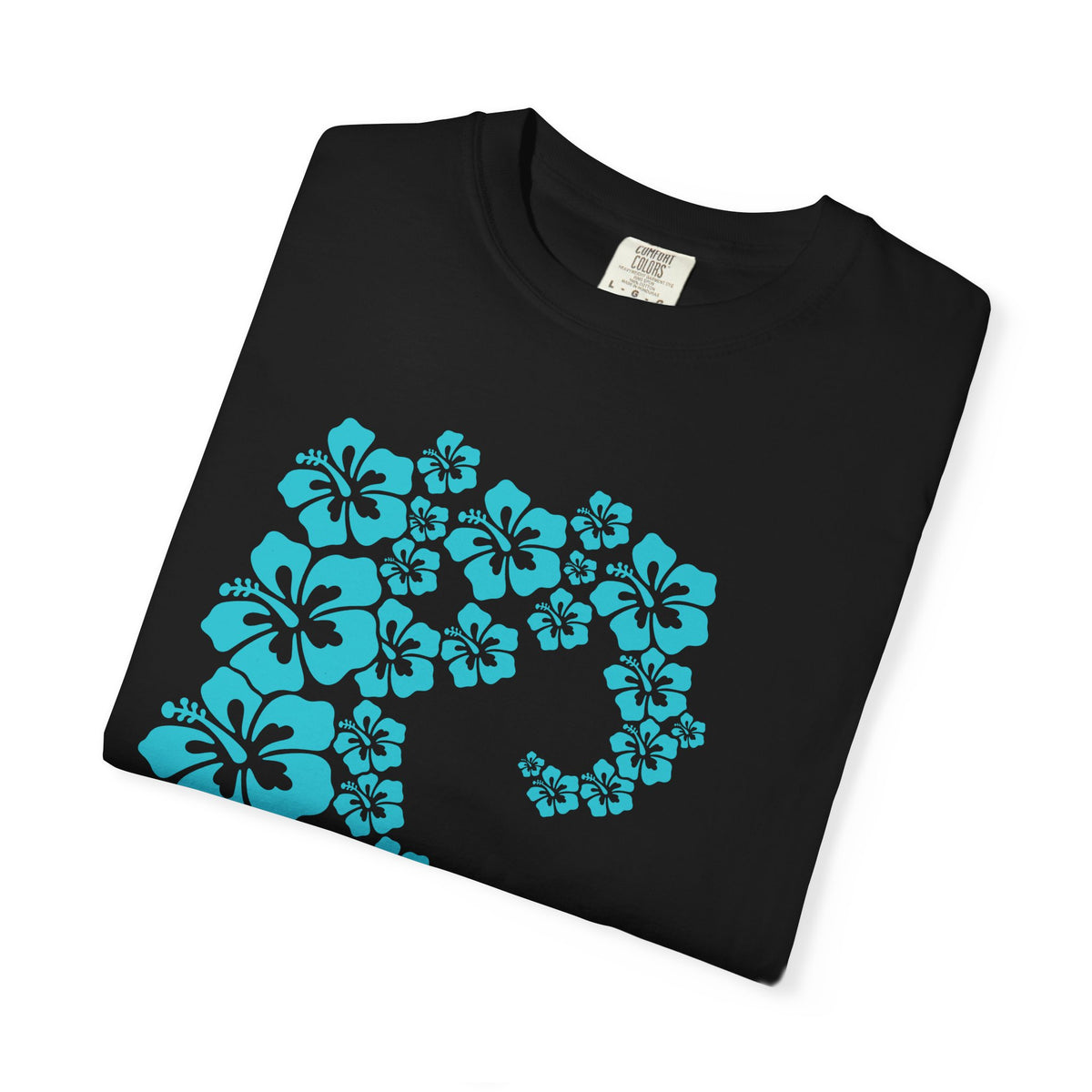 Hibiscus Wave Tee | Teal Flower Wave Shirt | Tropical Hawaiian Hibiscus T-Shirt | Comfort Colors