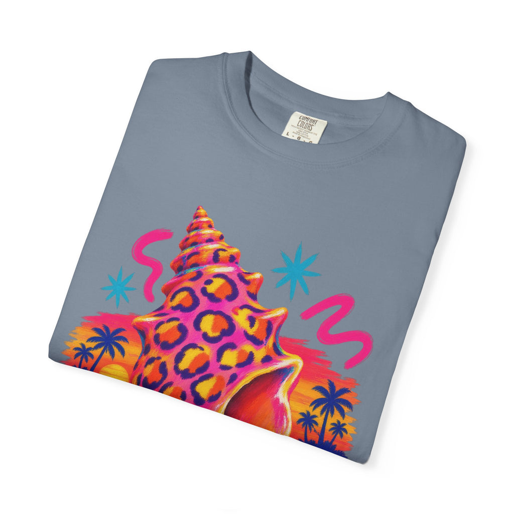 Leopard Conch Shell Shirt | Neon Sunset Beach Tee | Comfort Colors T-Shirt