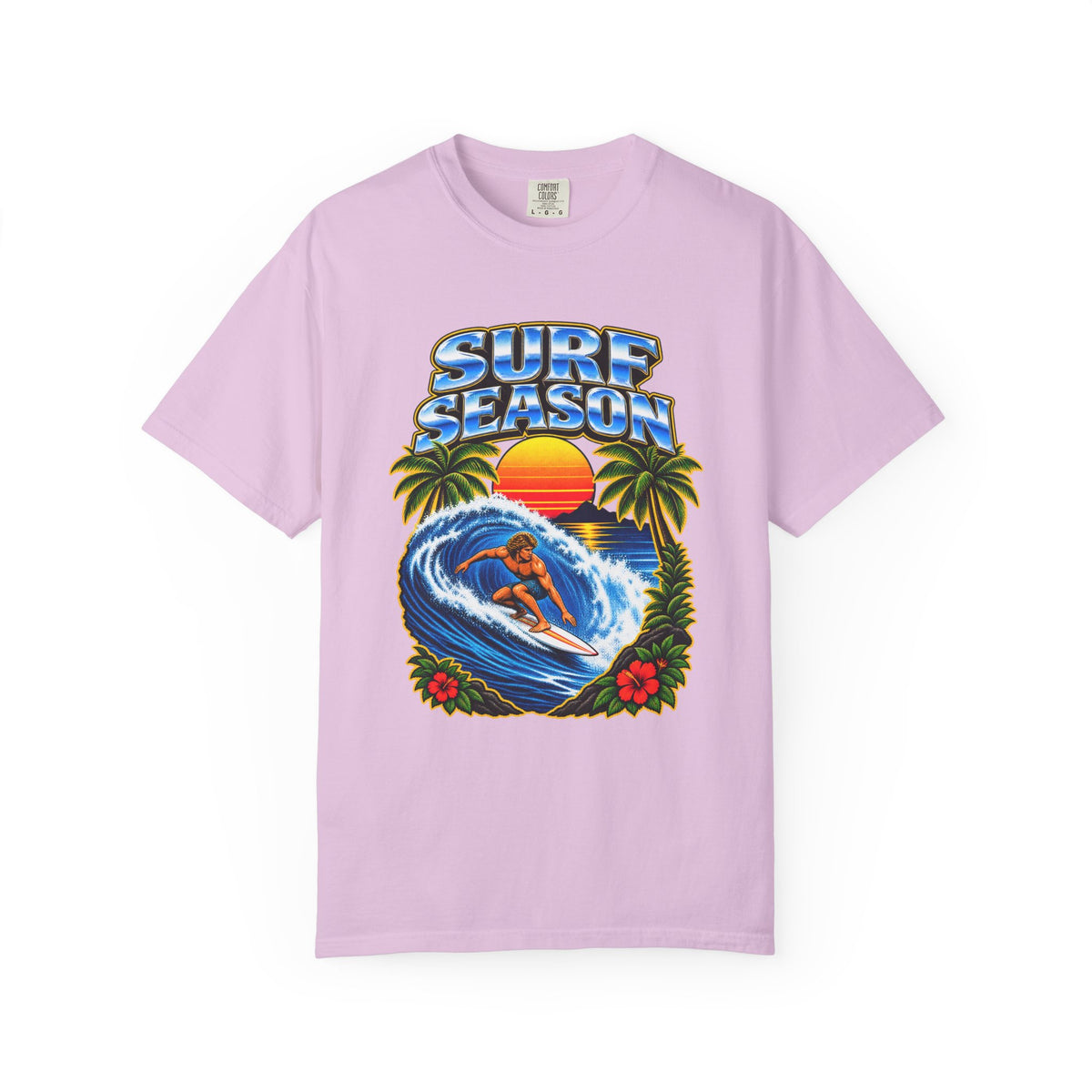 Surf Season Tee | Retro 80s Airbrush Surfer Shirt | Vintage Bootleg Style Wave T-Shirt | Comfort Colors