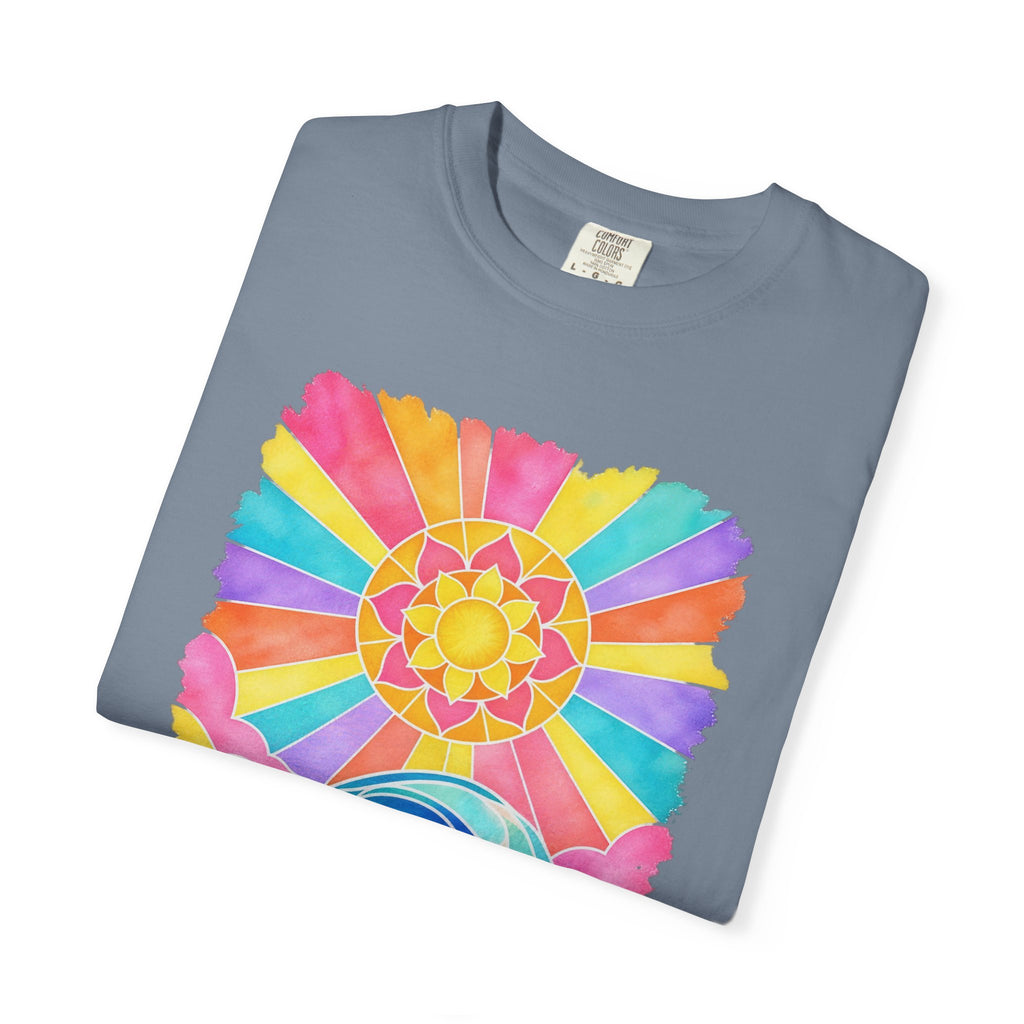Stained Glass Wave Shirt | Pastel Sunburst Ocean Tee | Comfort Colors T-Shirt