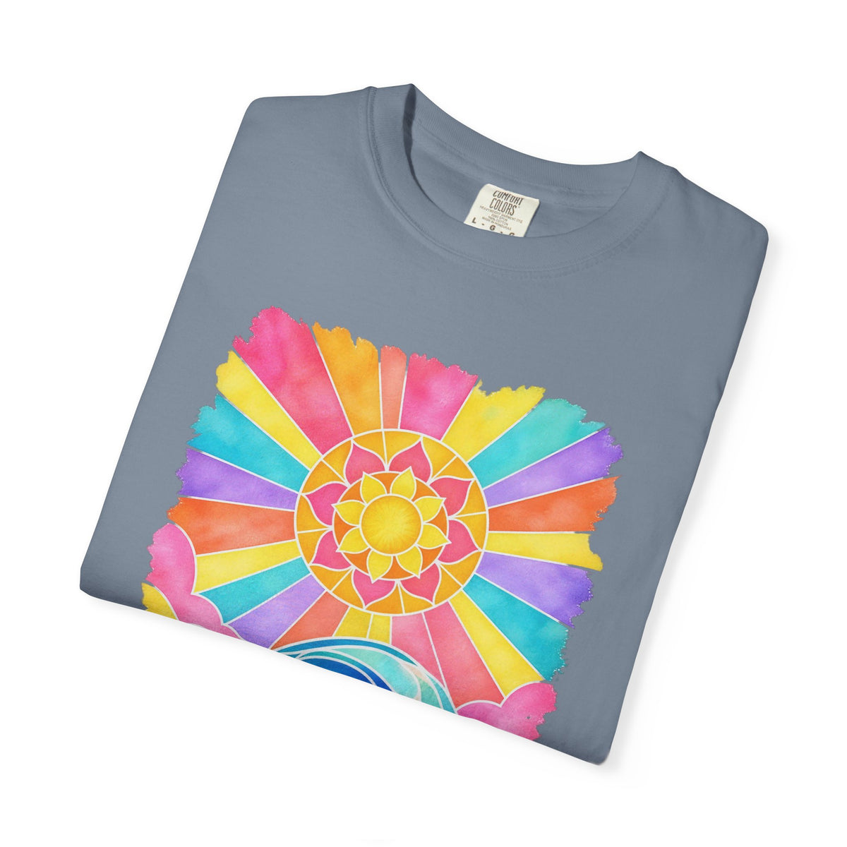 Stained Glass Wave Shirt | Pastel Sunburst Ocean Tee | Comfort Colors T-Shirt