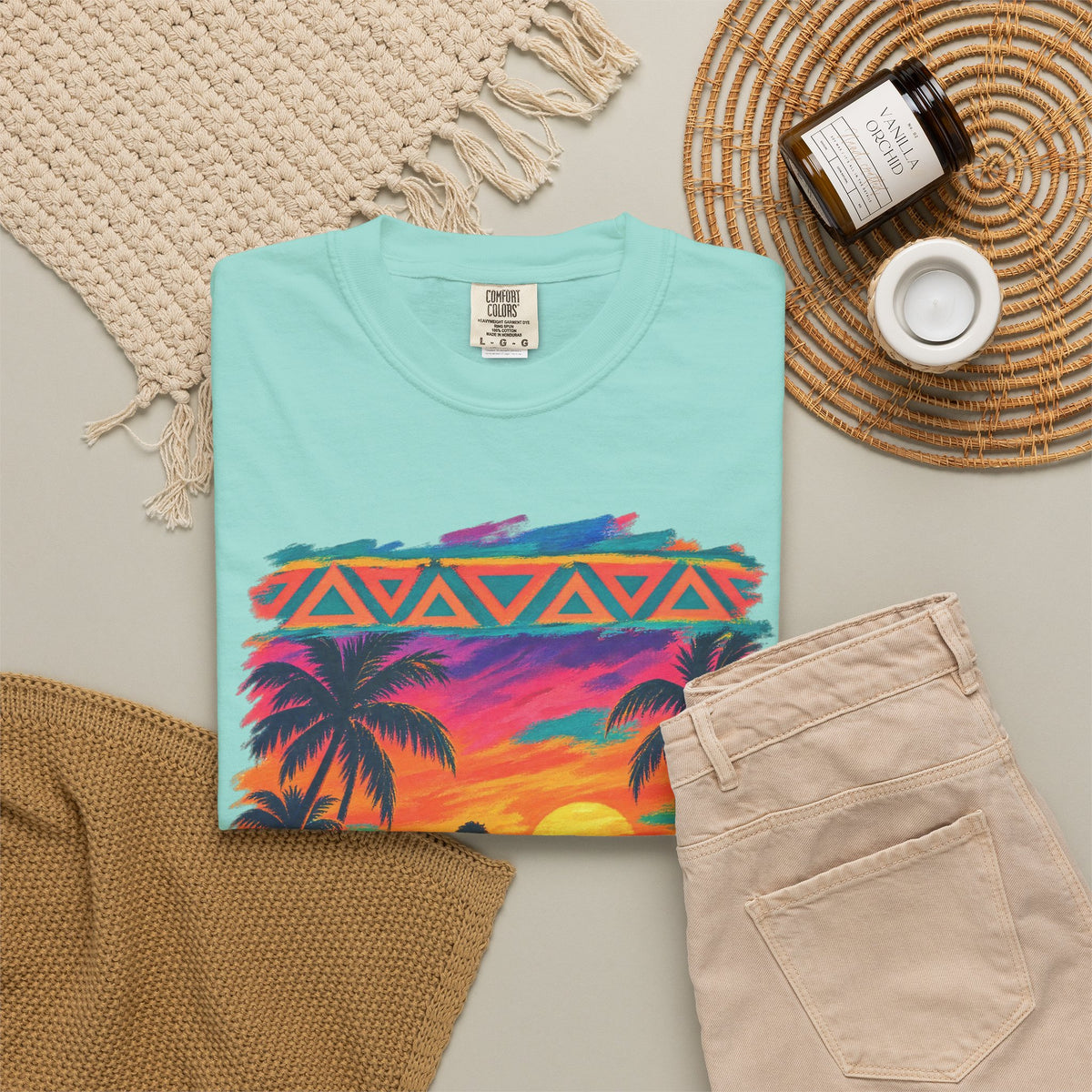 Surfer Walking To The Lineup Shirt | Tribal Sunset Surf Tee | Comfort Colors T-Shirt