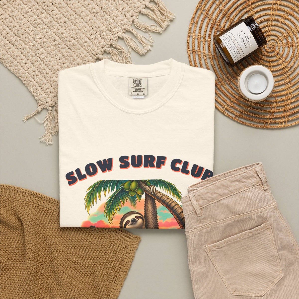 Slow Surf Club Sloth Shirt | Funny Sloth Surf Tee | Comfort Colors T-Shirt