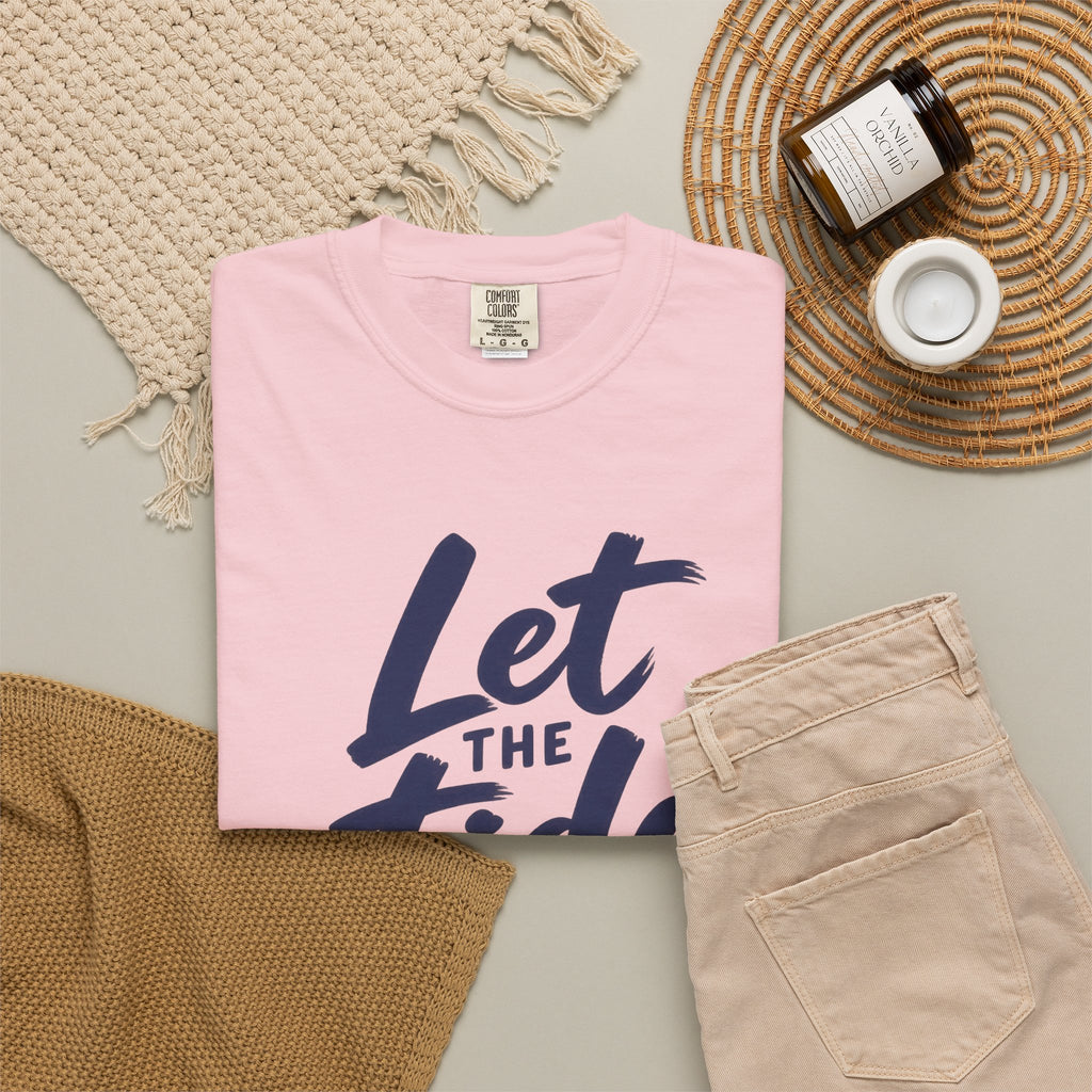 Let The Tide Decide Shirt | Wave Lines Script Tee | Comfort Colors T-Shirt
