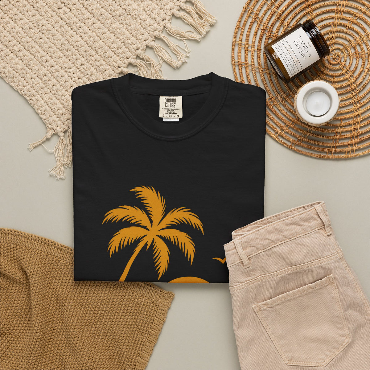 Golden Hour Palm Shirt | Minimal Sunset Wave Lines Tee | Comfort Colors T-Shirt