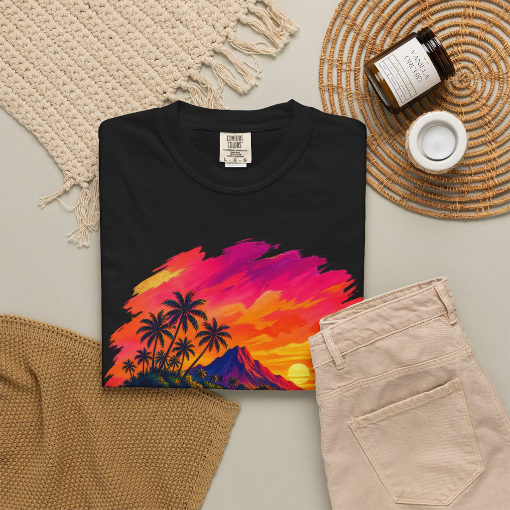 Volcano Island Sunset Shirt | Tropical Island Wave Tee | Comfort Colors T-Shirt