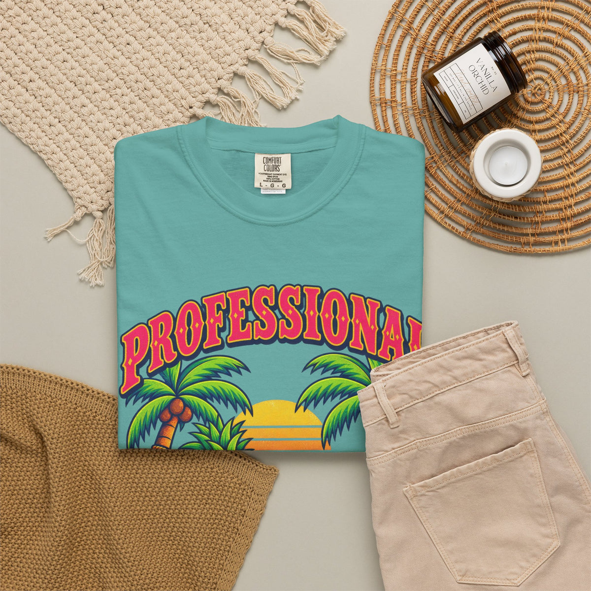 Professional Beach Bum Tee | Funny Pineapple Hammock Shirt | Retro Vacation T-Shirt | Comfort Colors