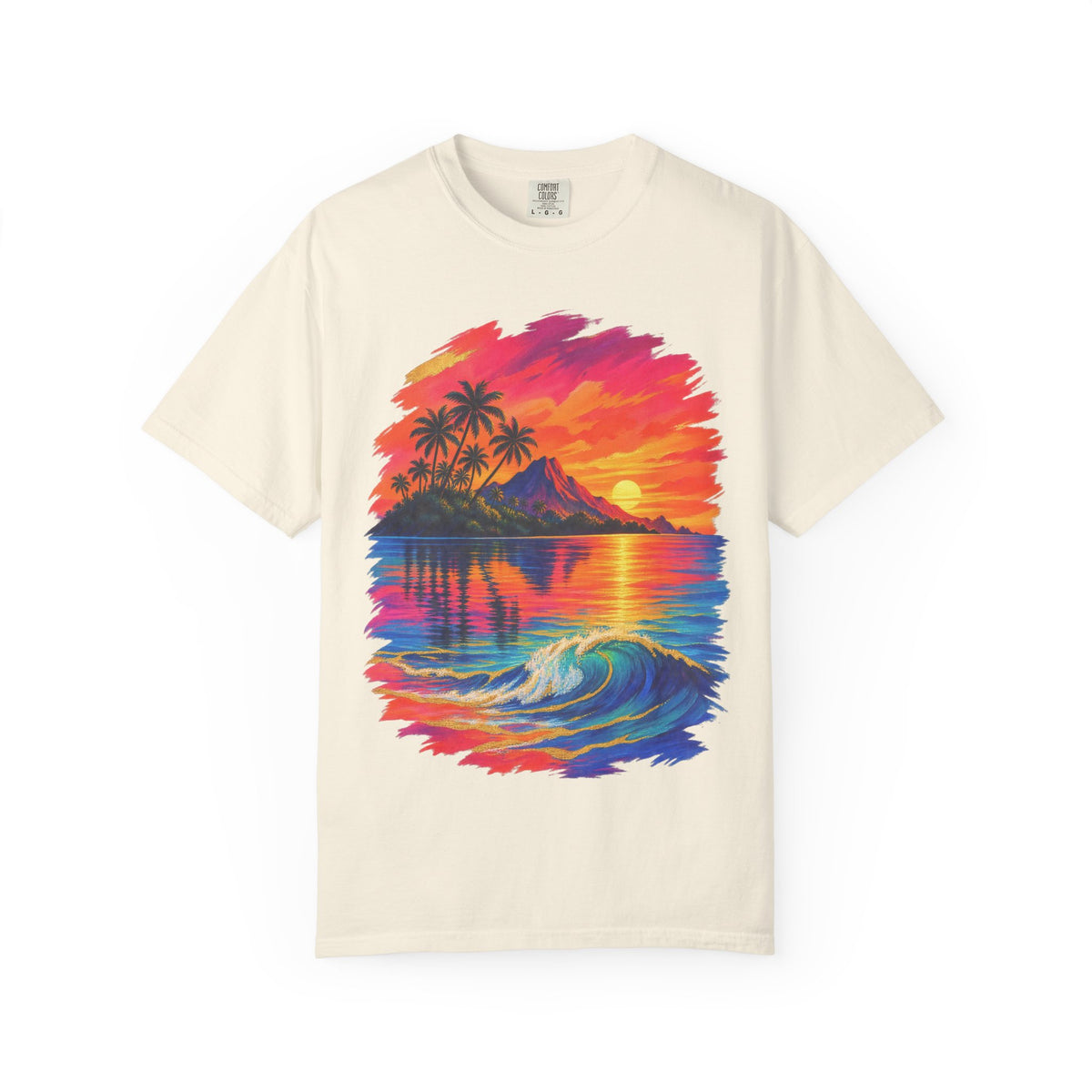 Volcano Island Sunset Shirt | Tropical Island Wave Tee | Comfort Colors T-Shirt