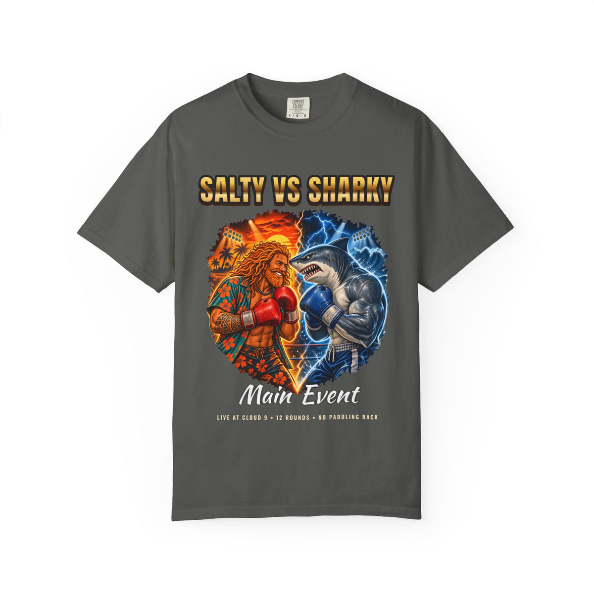 Salty vs Sharky Fight Shirt | Boxing Poster Surf Bootleg Tee | Comfort Colors T-Shirt